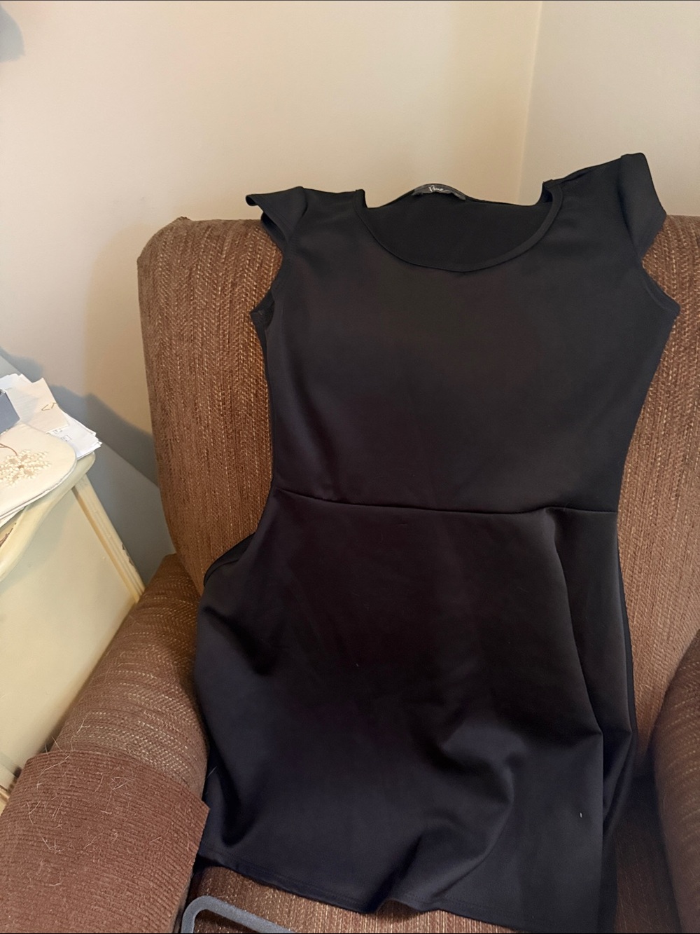 Pinc Black Cap-Sleeve Mini Dress